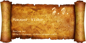Hauser Vidor névjegykártya